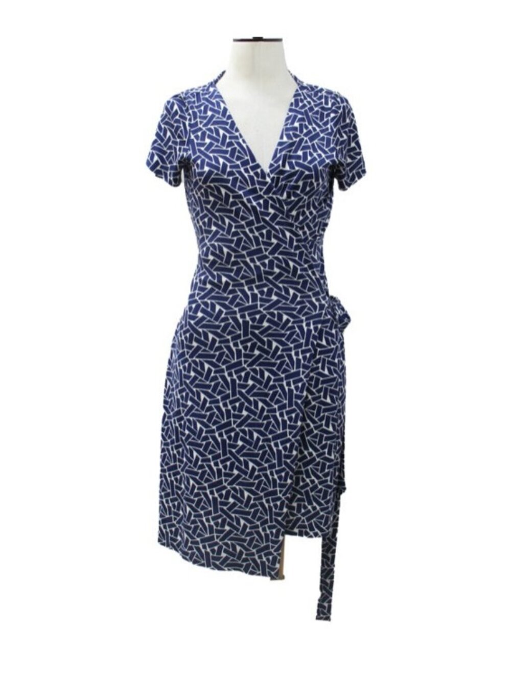 Diane‎ Von Furstenberg Silk Jersey Wrap Dress Navy Pattern Womens 6